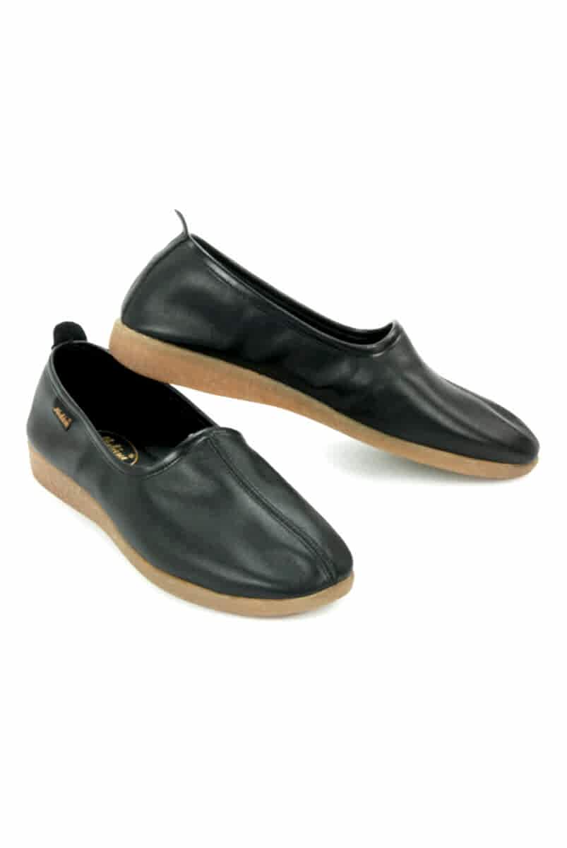 Hakiki Dana Derisi Hac Umre Tavaf Ayakkabısı Kauçuk Tabanlı Rahat ve Dayanıklı Dış Kullanıma Uygun Ayakkabı - Siyah - ihvanonline