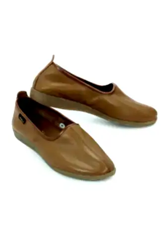 Hakiki Dana Derisi Hac Umre Tavaf Ayakkabısı Kauçuk Tabanlı Rahat ve Dayanıklı Dış Kullanıma Uygun Ayakkabı - Taba - 1