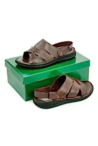 Hakiki Deri Ortopedik Topuk Jelli Erkek Sandalet Terlik - Hac Umre Günlük Rahat Taban Sandalet - Kahverengi - ihvanonline (1)