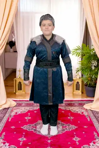 Hakiki Kürk Detaylı Ertuğrul Erkek Çocuk Kostümü, Alp Kıyafeti Lacivert - 1