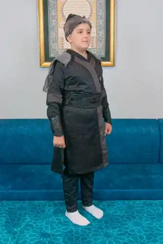 Hakiki Kürk Detaylı Ertuğrul Erkek Çocuk Kostümü, Alp Kıyafeti Siyah - ihvanonline (1)