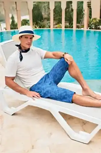 Haşema Desenli Fermuarlı Cepli Uzun Erkek Havuz ve Deniz Şortu 2419-25 Mavi - 1