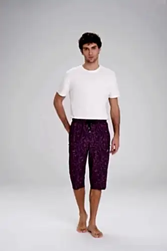 Haşema Desenli Hızlı Kuruyan Uzun Erkek Havuz ve Deniz Şortu 2416-25 Lacivert - Haşema (1)