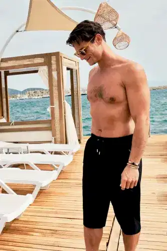 Haşema Fermuarlı Cepli Uzun Erkek Havuz ve Deniz Şortu 2426-25 Siyah - Haşema (1)