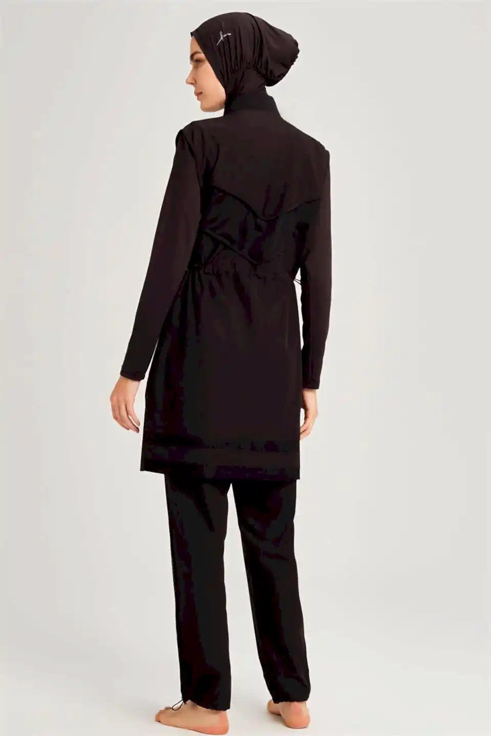 Haşema File Detaylı Esnek Dokuma 6 Parça Tam Kapalı Tesettür Mayo Takımı H-2853 Siyah - Haşema (1)