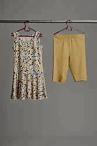 Haşema Gülce Sıfır Kol Etekli Sarı Yeşil Kız Çocuk Mayo Takımı HSM-3045 