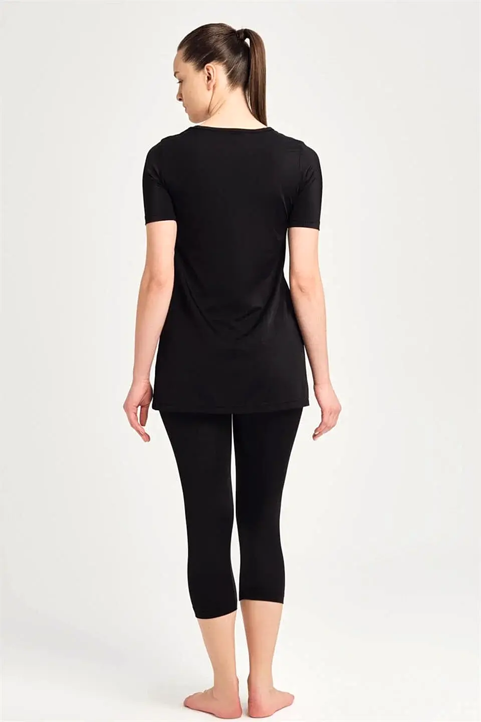 Haşema N-6081 Süsen Siyah Yarı Kapalı Mayo Battal - Haşema (1)