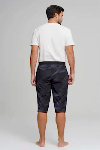 Haşema Nezih Geometrik Desenli Siyah Uzun Erkek Deniz Şortu HSM-2973 - Haşema (1)