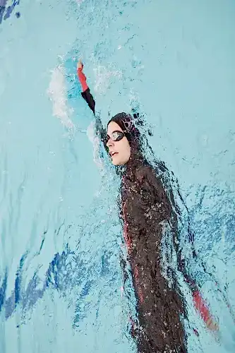 Haşema Performans Serisi Esnek Dokuma Yüzücü Tam Kapalı Tesettür Mayo Takımı HSM-2010 Siyah - (1)