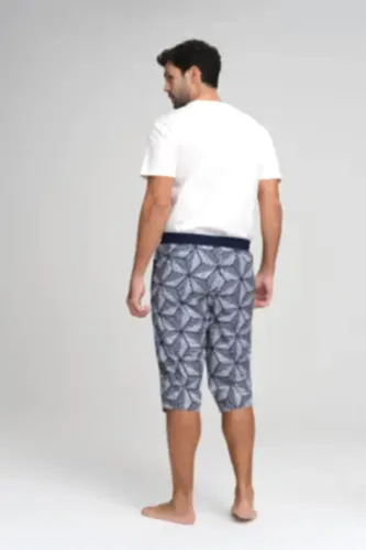 Haşema Prizma Desenli Lacivert Uzun Erkek Deniz Şortu HSM-2966 - Haşema (1)