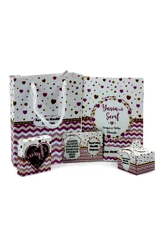 Hediyelik 5'li Mevlüt Seti İsme Özel Çantalı Tesbihli, Magnetli, Yasin Kitabı - Pembe - İhvan (1)