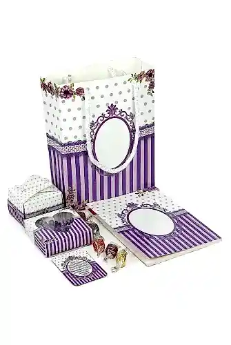 Hediyelik 5'li Mevlüt Seti İsme Özel Etiketli Çantalı Tesbihli, Magnetli, Yasin Kitabı - Mor - ihvanonline (1)