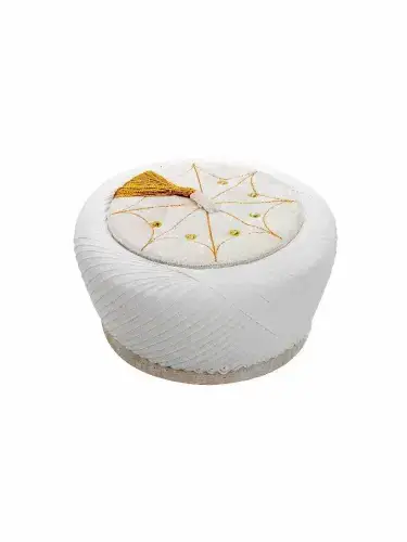 İmam Sarığı - Çapraz El Sarması Sultan Sarık - Krem Beyaz - 1