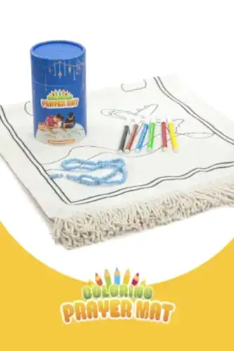 İngilizce Boyamalı Yıkanabilir Eğitici Dini Oyuncak Çocuk Seccade Seti Mavi - ihvanonline (1)