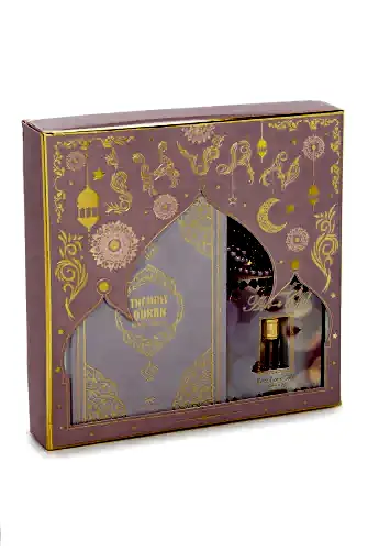 İngilizce Mealli Medine Hatlı Kuranı Kerim ve Seccade Seti Pembe - ihvanonline (1)