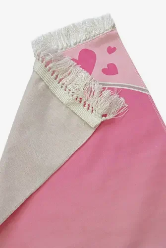 İsme Özel Nakış İşlemeli Kalpli Çocuk Seccadesi Pembe - ihvanonline (1)