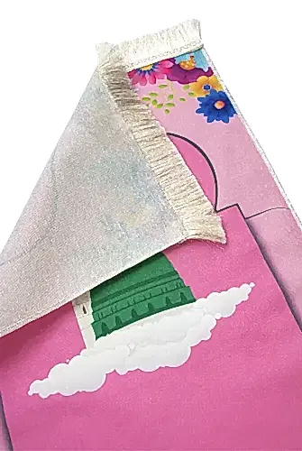 İsme Özel Nakış İşlemeli Mescidi Nebevi Çiçek Desenli Çocuk Seccadesi Pembe - ihvanonline (1)