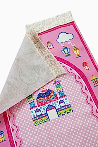 İsme Özel Nakışlı Ramazan Temalı Çocuk Seccadesi Pembe - ihvanonline (1)