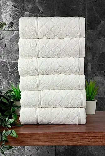 Jakarlı %100 Pamuklu 6'lı Lüks Kutulu Çeyizlik El Yüz Havlu Seti 50x90 - Beyaz 00050 - ihvanonline (1)