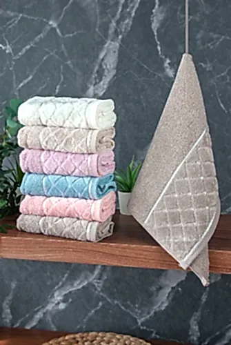 Jakarlı %100 Pamuklu 6'lı Lüks Kutulu Çeyizlik Mutfak Havlusu 30X50 - 00743 - 1