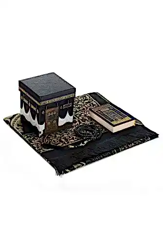 Kabe Desenli Özel Kutusunda - Seccadeli - Kuranı Kerimli Mevlüt Seti Siyah 