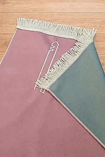 Kabe İşlemeli Lüks Kadife Seccade - Çeyizlik, Hac ve Umre Hediyelik Namazlık - Pembe - ihvanonline (1)