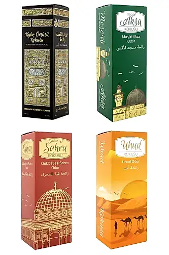 Kabe Örtüsü Kokusu Mescidi Aksa Kokusu Kubbetül Sahra kokusu Ve Uhud Kokusu Sprey 400 Ml. 