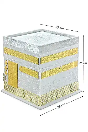 Kadife Kaplı Çift Hazneli Büyük Boy Kabe Konseptli Maket Kutu - Beyaz - ihvanonline (1)