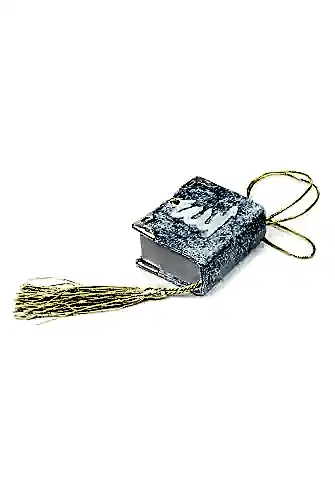 Kadife Kaplı Mini Kuranı Kerim Sade Arapça Mavi Bilgisayar Hatlı - İhvan (1)