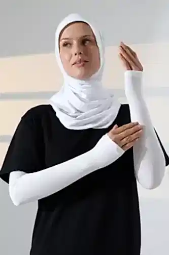 Kadın Avuç İçi Uzun Penye Tesettür Kolluk Beyaz 