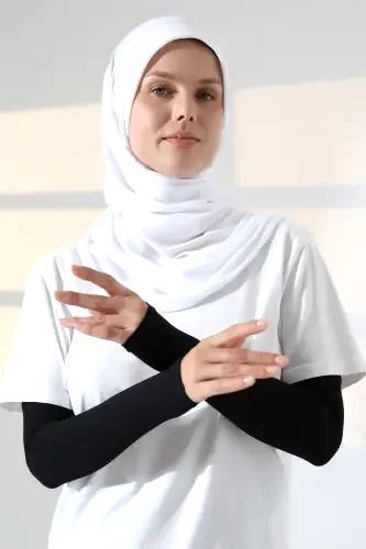 Kadın Avuç İçi Uzun Penye Tesettür Kolluk Siyah - ihvanonline (1)