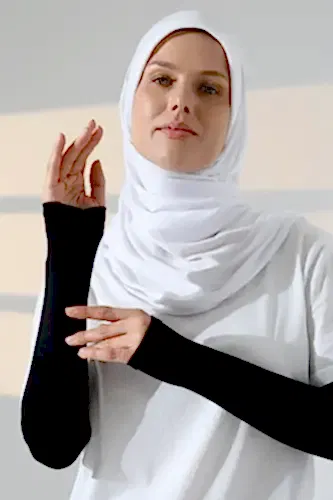 Kadın Avuç İçi Uzun Penye Tesettür Kolluk Siyah - 1