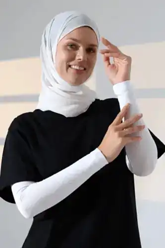 Kadın Düz Dikişsiz Pratik Likralı Tesettür Kolluk Penye Namaz Kolluğu - Beyaz 