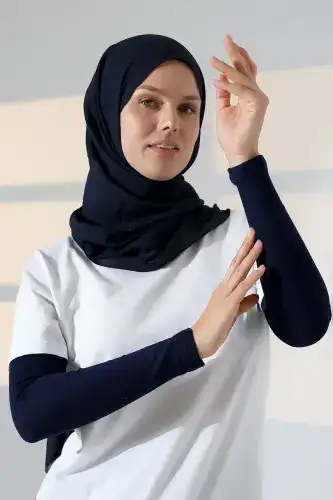 Kadın Düz Dikişsiz Pratik Likralı Tesettür Kolluk Penye Namaz Kolluğu - Lacivert 