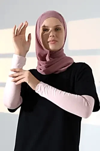 Kadın Düz Dikişsiz Pratik Likralı Tesettür Kolluk Penye Namaz Kolluğu - Pembe 