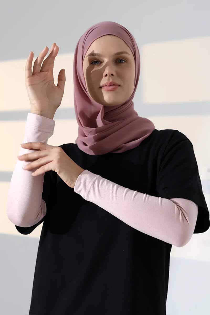 Kadın Düz Dikişsiz Pratik Likralı Tesettür Kolluk Penye Namaz Kolluğu - Pembe - ihvanonline