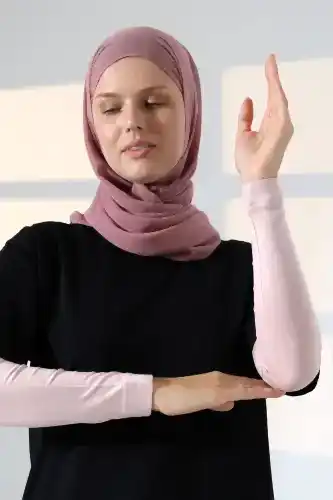 Kadın Düz Dikişsiz Pratik Likralı Tesettür Kolluk Penye Namaz Kolluğu - Pembe - ihvanonline (1)