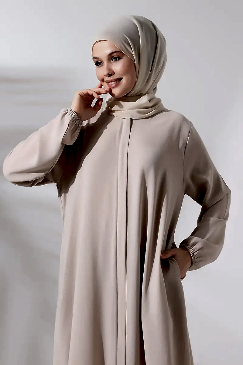 Kadın Hac ve Umre Kıyafeti Tesettür İkili Takım Krem - 6