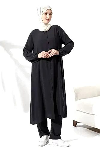 Kadın Hac ve Umre Kıyafeti Tesettür İkili Takım Siyah - ihvanonline (1)