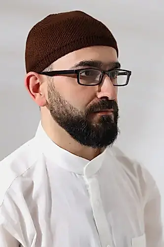 Kahve Süper Namaz Dantel Detaylı Örme Orlon Namaz Takkesi - ihvanonline (1)