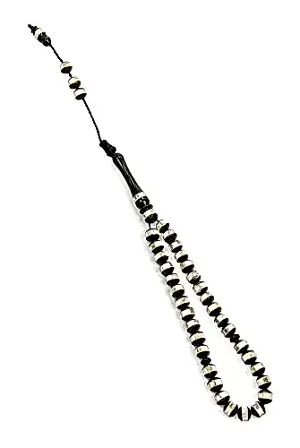 Kahverengi Beyaz İşlemeli Hediyelik 33lü Kuka Tesbih - ihvanonline (1)