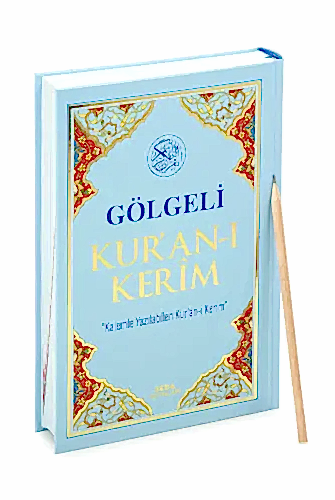 Kalemle Yazılabilen Orta Boy Gölgeli Kuranı Kerim Mavi 