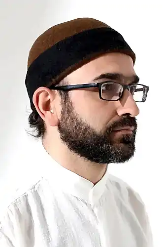 Erkek İki Renkli Keçe Yün Derviş Takke - Kahverengi Siyah - ihvanonline (1)