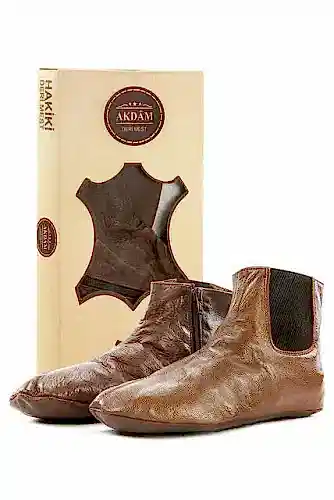 Hakiki Doğal Keçi Derisi Mest - Dayanıklı, Soğuk Geçirmez - Kahverengi - 1