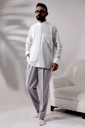 Erkek Taş Rahat Kesim Beli Lastikli Keten Hac ve Umre Şalvar Pantolon - ihvanonline (1)