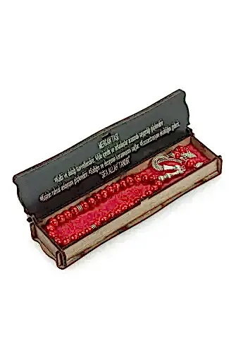 Kırmızı Mercan Taşı Özel Kutulu 33lü Tesbih - 1