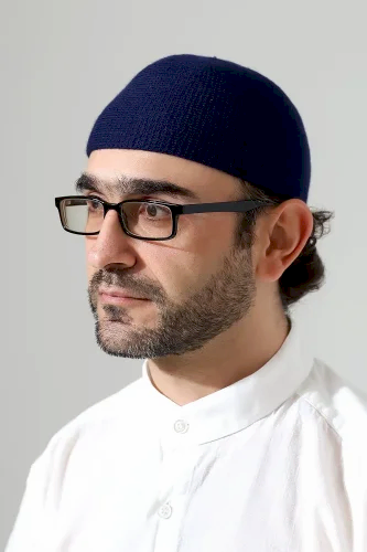 Kışlık Kadife Takke Düz Desen - Lacivert - 1