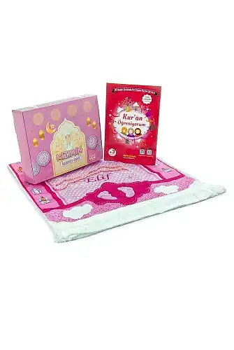 Kızımın İbadet Seti Kız Çocuk İsimli Seccade, Kuran Öğreniyorum Elifba Kitabı Seti Pembe - ihvanonline (1)