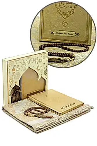 Krem Çeyizlik Seccade Seti Gelin Bohçasına Uygun Dini Hediyelik İsme Özel Yasin Kitabı 