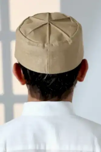 Kubbeli Kalıp Namaz Takkesi Bej - ihvanonline (1)